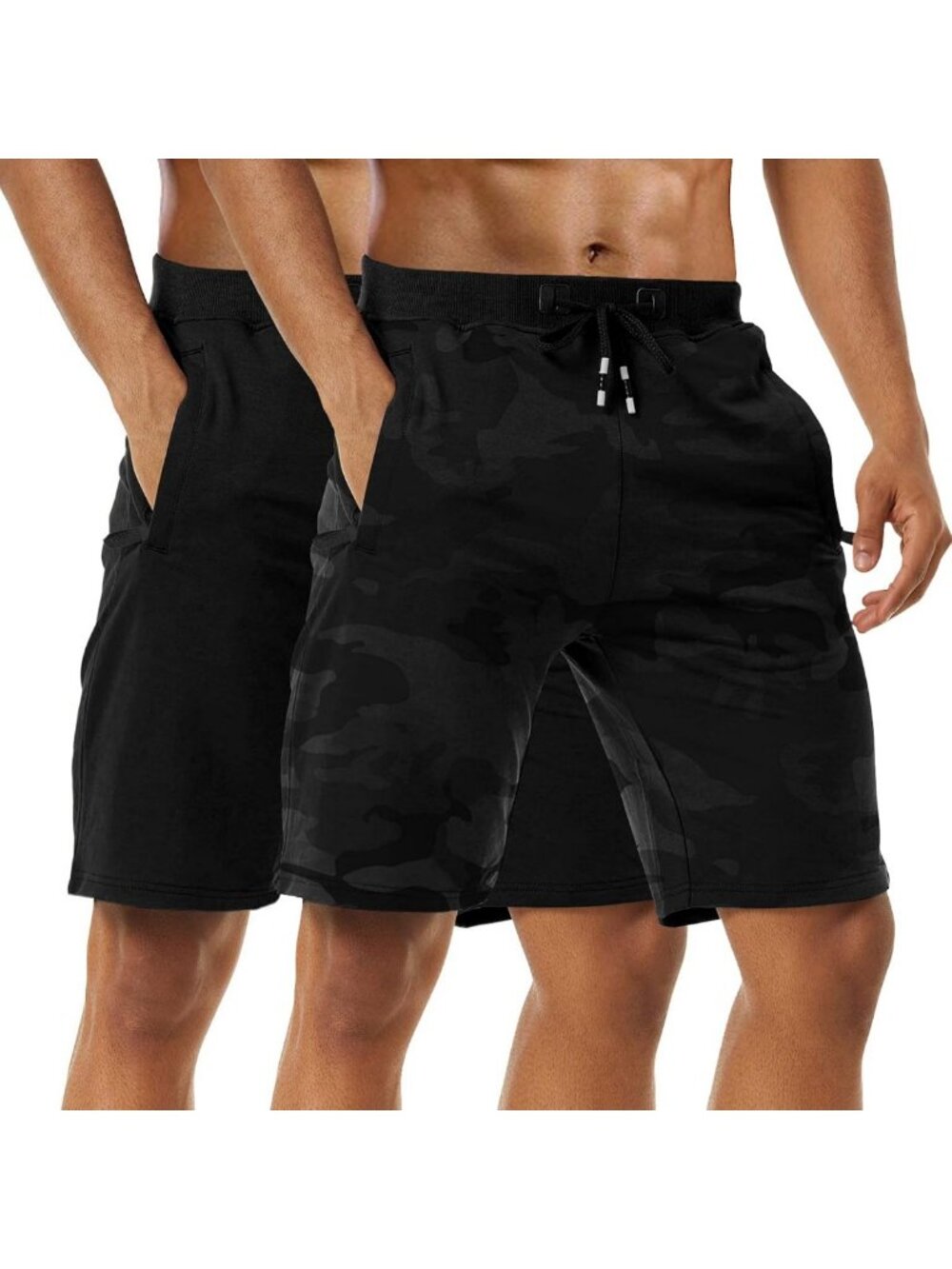 Men's Athletic Workout Shorts - Comfortable Cotton, Elastic Waist, Zipper